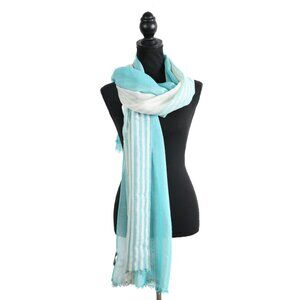 BLOOMINGDALE'S Oversized Blue & Gold Striped Scarf - New With Tags